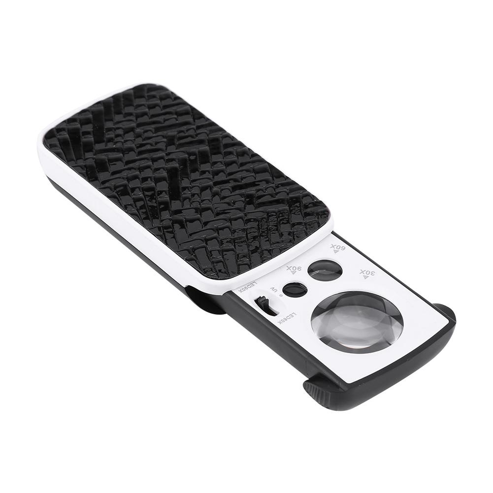 30x Celsius 60x Celsius 90x Magnifying Glass Jewelry Optical Magnifier Jeweler Tool LED Light Loupe (Black)