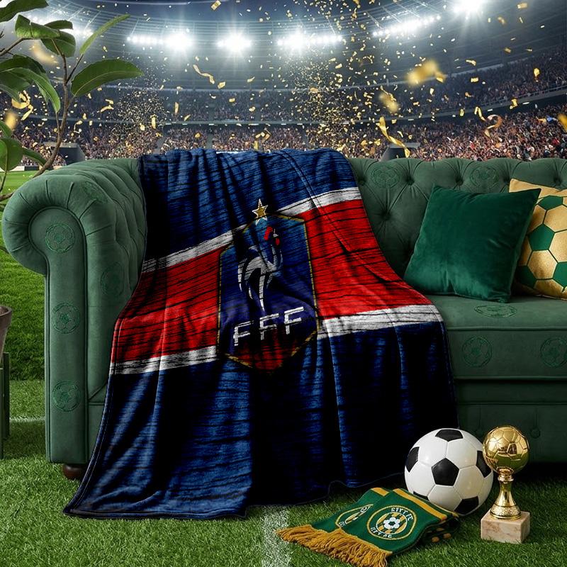 France Football Emblem Throws Blanket Flannel Blankets Plush for Couch Bed Gifts for Men Women Travel picnic blanket Christmas fan gifts
