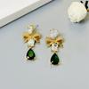 Fashion Medieval Zircon Bow Love Water Drop Stud Earrings High-End Earrings