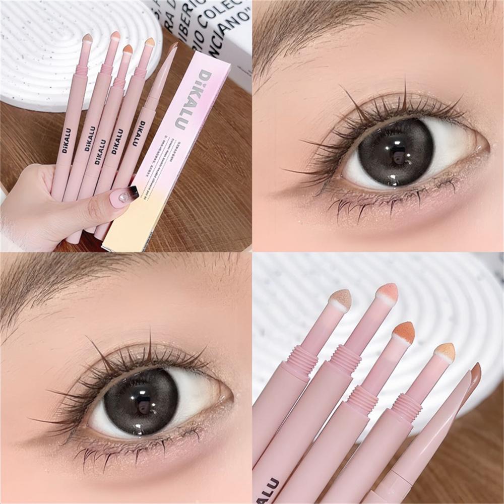 2-in-1 Lying Silkworms Eye Pencil Smudge-Proof Pink Shadow & Shimmer Highlighter Brighten Aegyo Sal Stick Korean Cosmetics