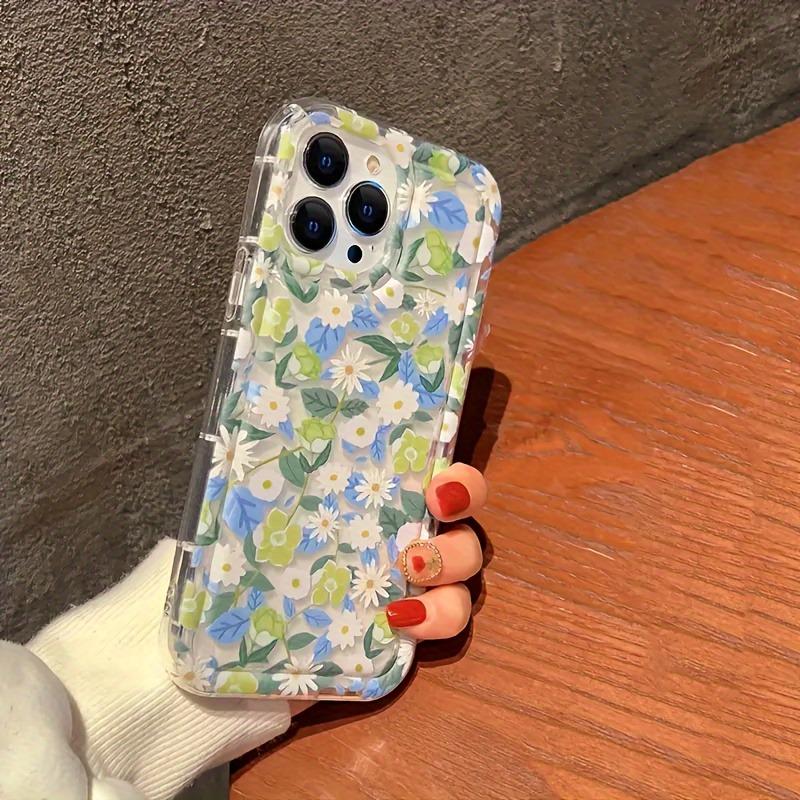 A Fresh Floral Print Transparent Airbag Phone Case, Suitable for iPhone 17, 16, 15, Plus, Pro, Max Series Phones — Can Be Used as a Gift