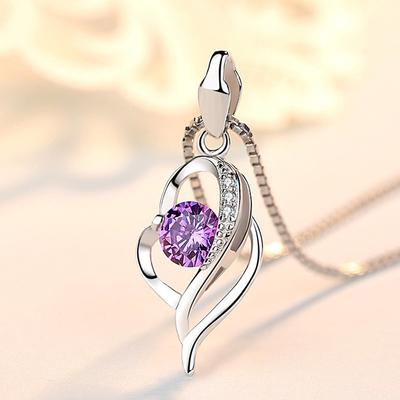 Pendant Necklace Collarbone Chain Women's Birthday Gift Simple Diamond Heart-to-Heart Jewelry