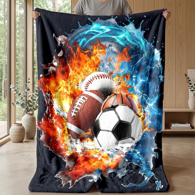 Sports in Flames and Water 7 Theme blanket Lightweight Warm Flannel Blanket Decorative Throw Blanket for Home Decoration