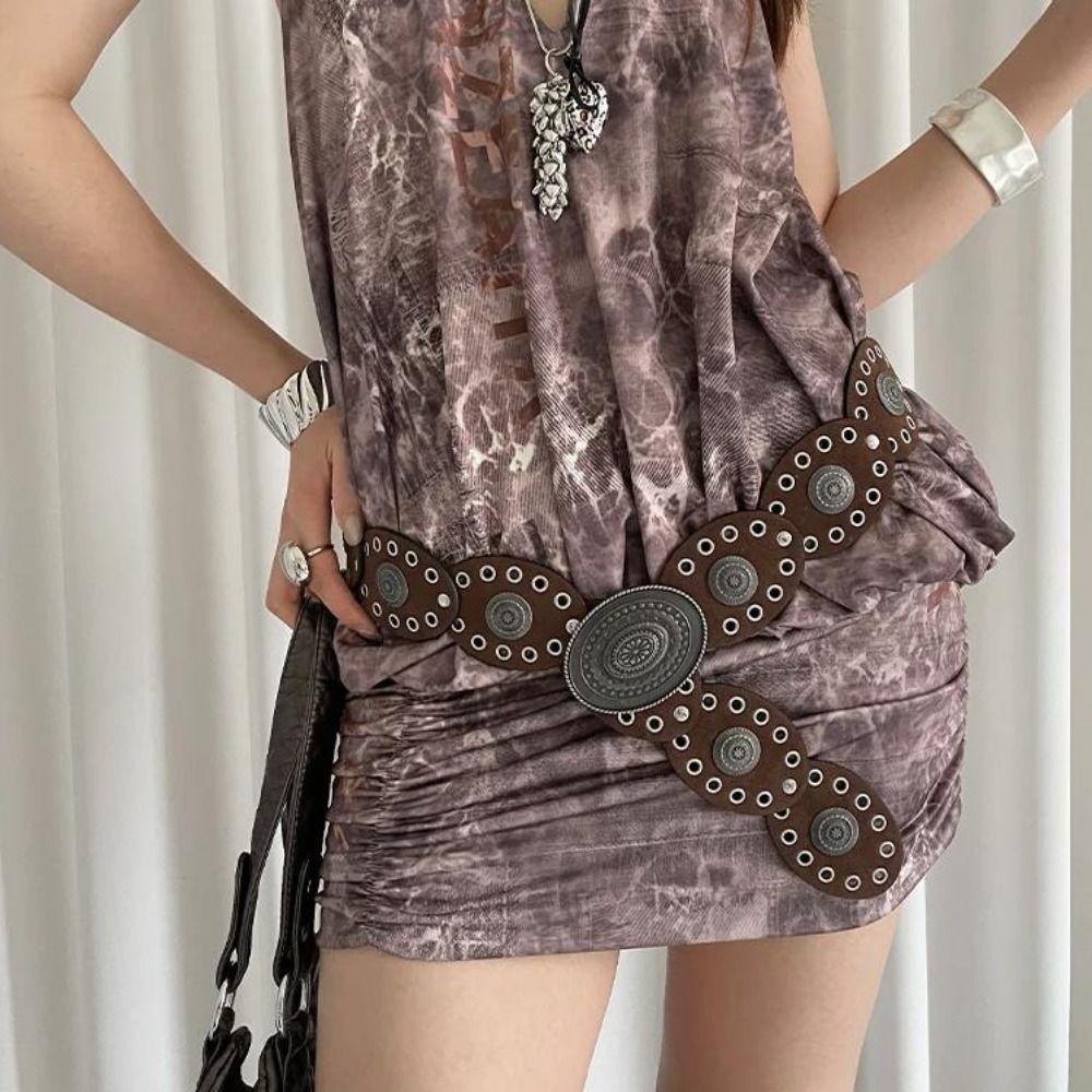 Y2k Oval Waist Belt Pu Leather Dress Jeans Belt Fashionable Women's Belt  Waist Accessories