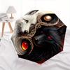 Wolf Yin Yang Automatischer Faltregenschirm 8 Rippen, Langlebiger Eisenrahmen, Helles Farbmuster Kompakter Reiseschirm, Geeignet für Outdoor, Se