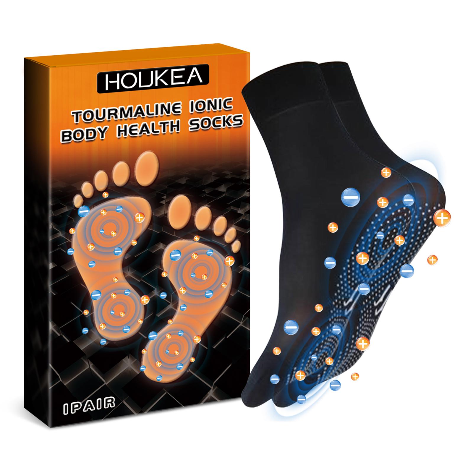 HOUKEA HKA06-A035-1-BK1 1 Pair Tourmaline Ionic Massage Socks Winter Warm Foot Care Massage Socks A
