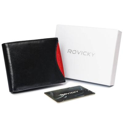 Slim Men's Wallet Made of Natural Grain Leather with a Zipper Compartment - Rovicky