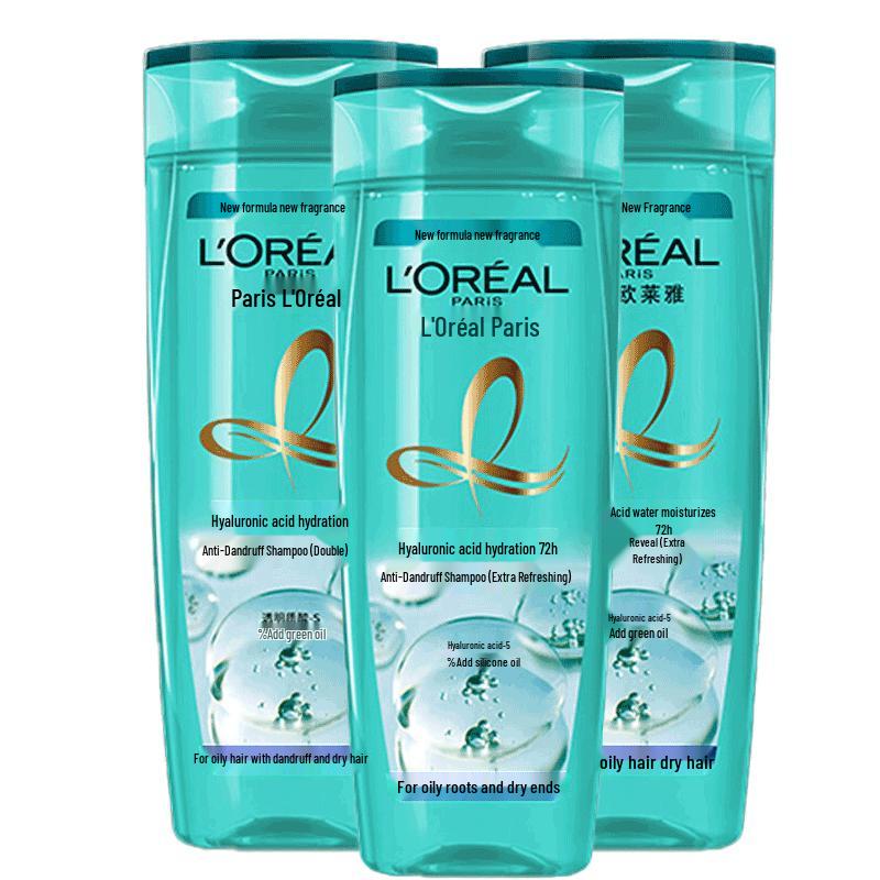 L'Oreal Hyaluronic Acid Hydrating Anti-Dandruff Shampoo, Refreshing (3x200ml)