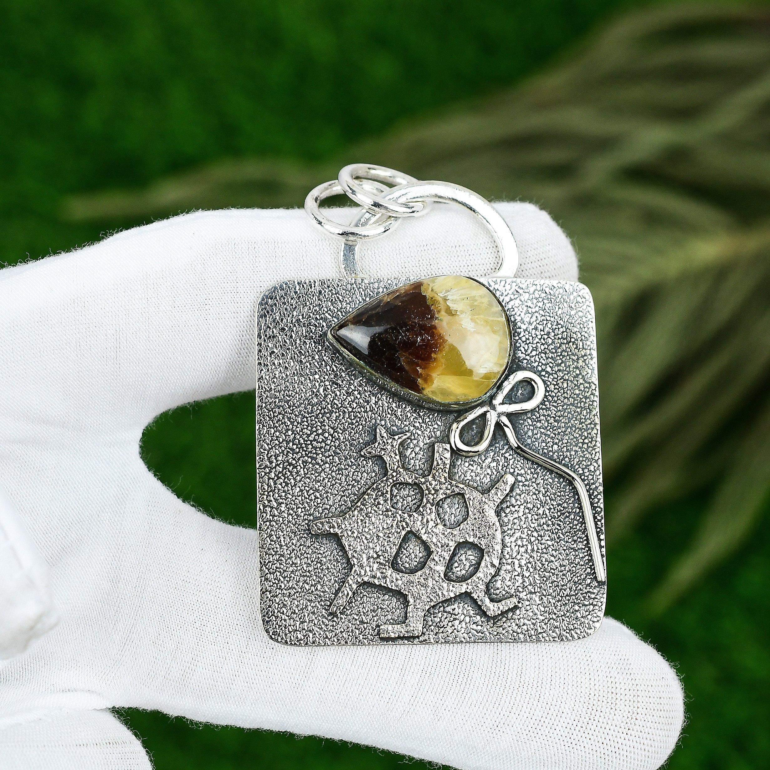 Sisters Day Sale Septarian Gemstone Bezel Pendant Jewelry 925 Sterling Silver