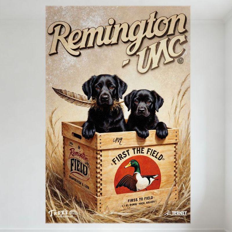 

Remington UMC Black Labrador Puppies Hunting Theme Metal Tin Sign Vintage Field Duck Art Wall Decor for Man Cave Bar Home Office 20x30cm（7.8x11.8inch）