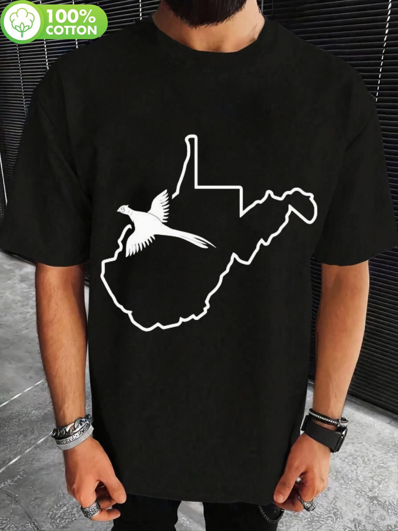 

100% Cotton Hunting Pheasant West Virginia Graphic T-shirt - Short Sleeve L