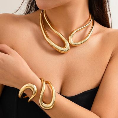 Übertriebene Heavy Metal Große Offene Drehmomente Choker Halskette für Frauen Goth Verstellbare Klobige Kette Grunge Schmuck Steampunk Männer Neu