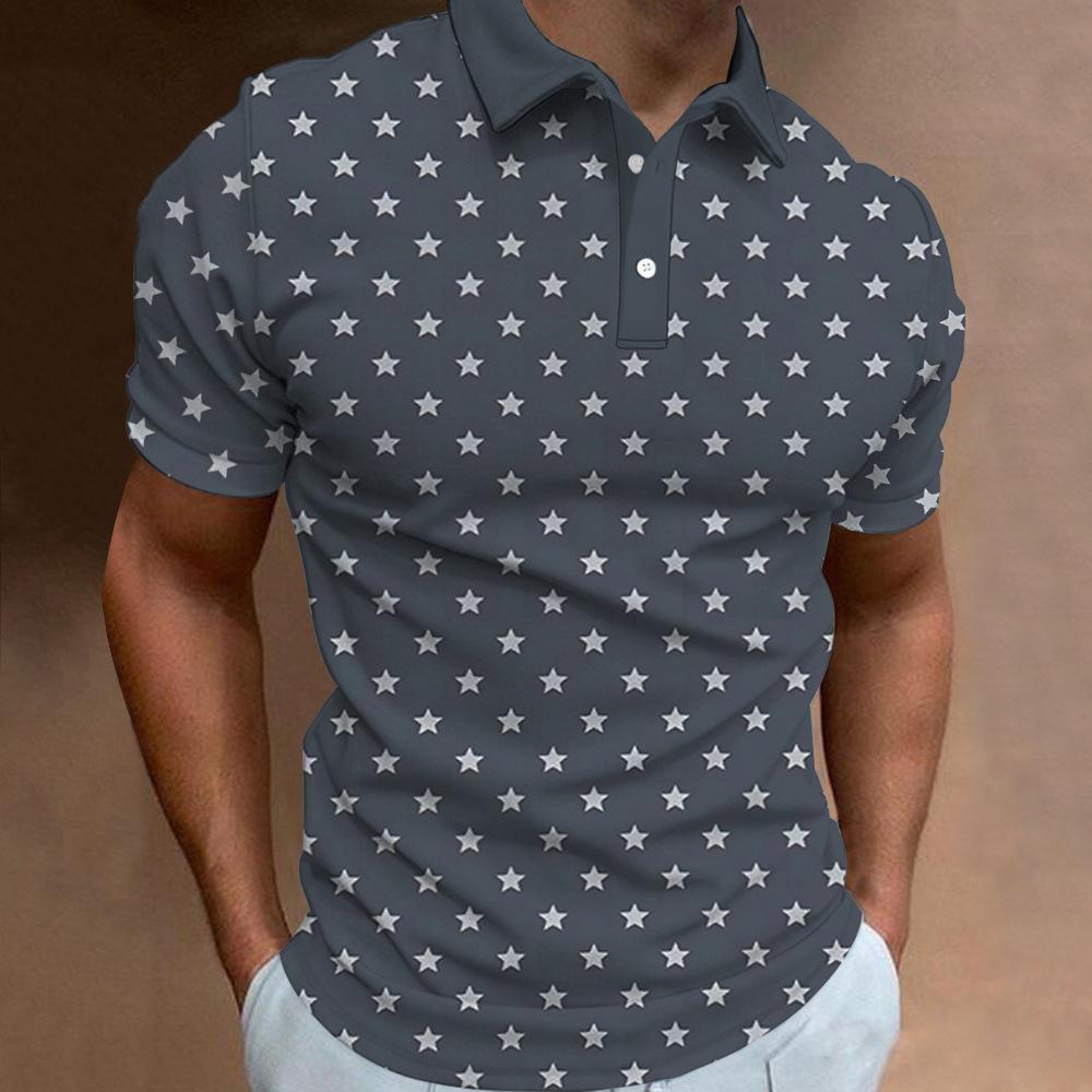 Essential short-sleeve polo shirt with cross pattern, casual and stylish for daily wear.