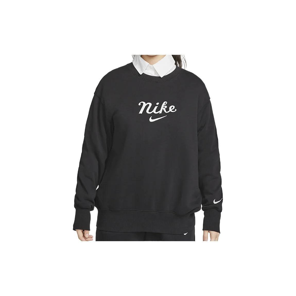 

Nike FW22 Letter Logo Print Crew Neck Long Sleeve Sweatshirt Women sweatshirt Black DZ4626-010 M