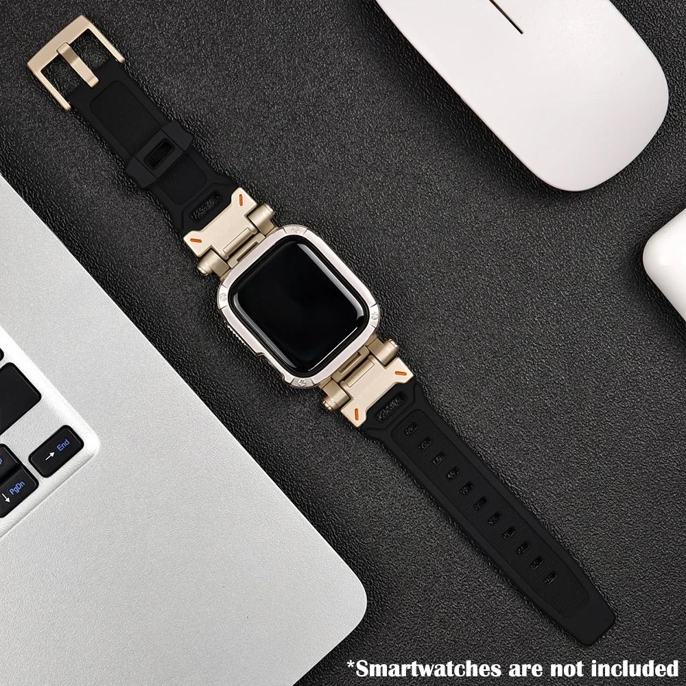 Silicone Band+Case for Apple Watch Ultra2 Strap 49mm 41mm 45mm 40mm 44mm TPU Cover+Sport Bracelet Series 9 8 7 6 SE 5 Wristband