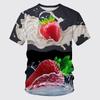 Summer Round Neck Delicious Fruit Strawberry Pattern 3D Print Top Fashionable Casual Short Sleeved Men's and  Women's Unisex T-shirts