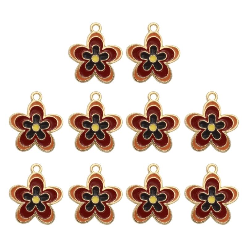 10 Pcs Colorful Flower Pendants Five Petal Flower Charm Jewelry DIY Accessories for DIY Necklace Bracelet Jewelry