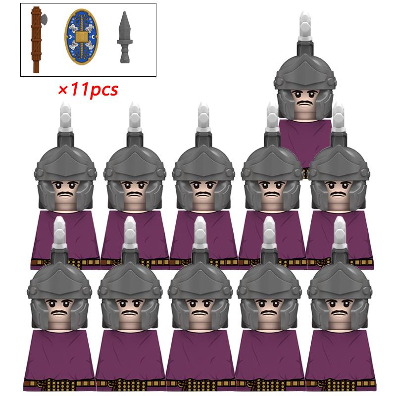 11/21pcs N818-821 Rome Medieval Knights Templar Crusade Spartan Warriors Infantry Cavalry Figures Building Blocks Kids Toys