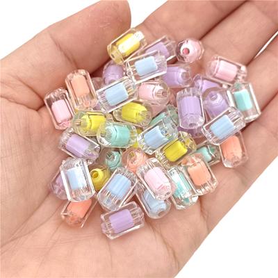 Creative Pendants Transparent DIY Jewelry Accessories Frosted Matte Acrylic Core-spun 8-Angle Cylindrical Loose Beads 20Pcs Fashion Accessories