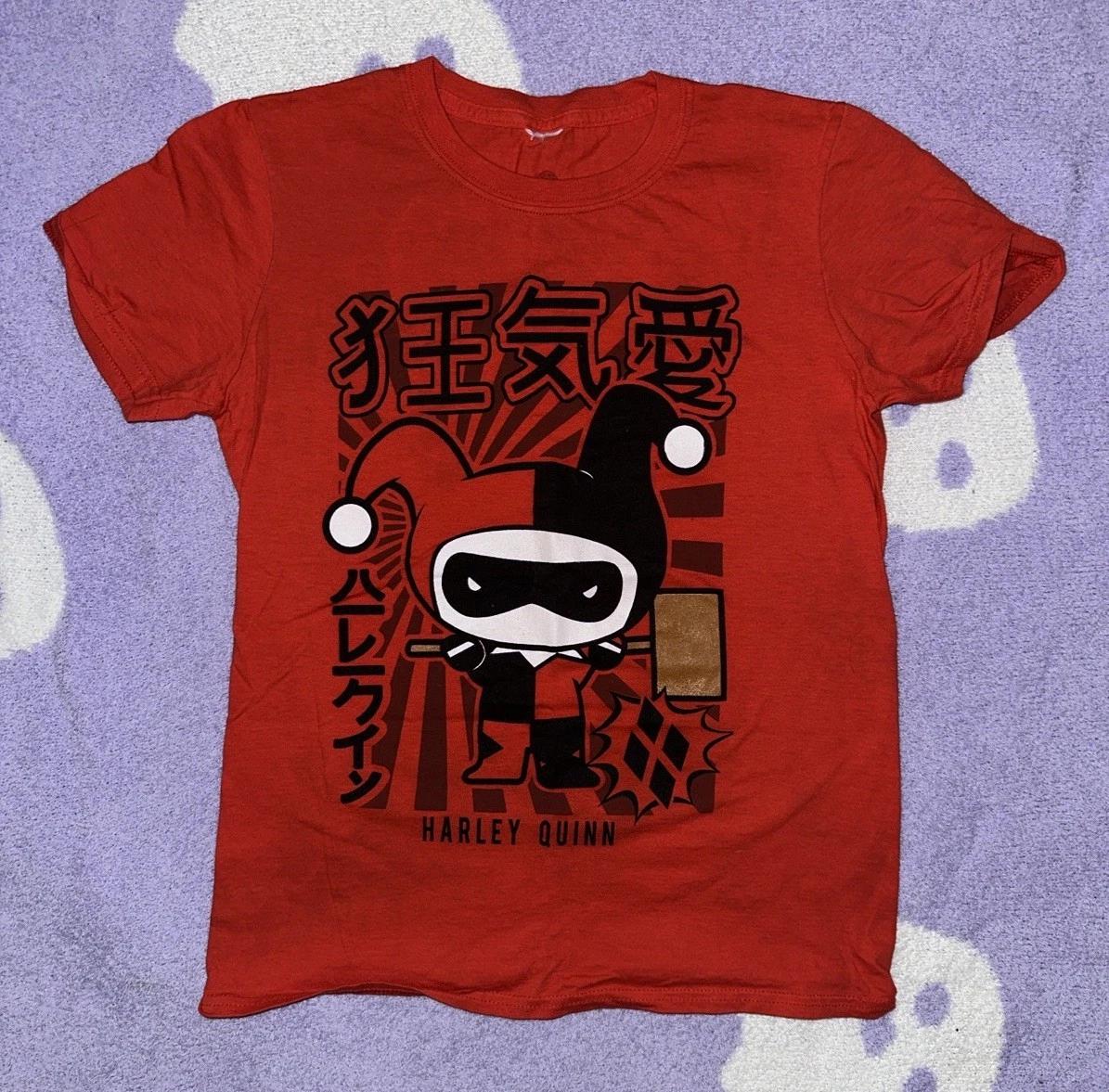 Harley Quinn Chibi Anime Kanji Red Graphic Tee Shirt Mad Love DC Comics Small 3XL