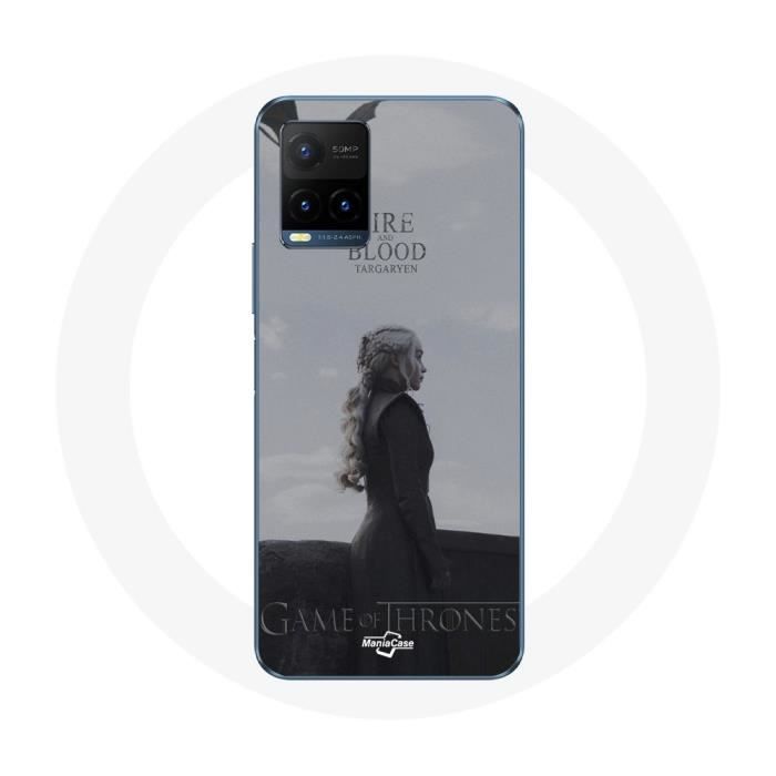 Coque pour Vivo Y21s 2021 / Y21 2021 Game of Thrones Saison 8 Daenerys Targaryen feu et sang Le Trône de Fer Logo Gris