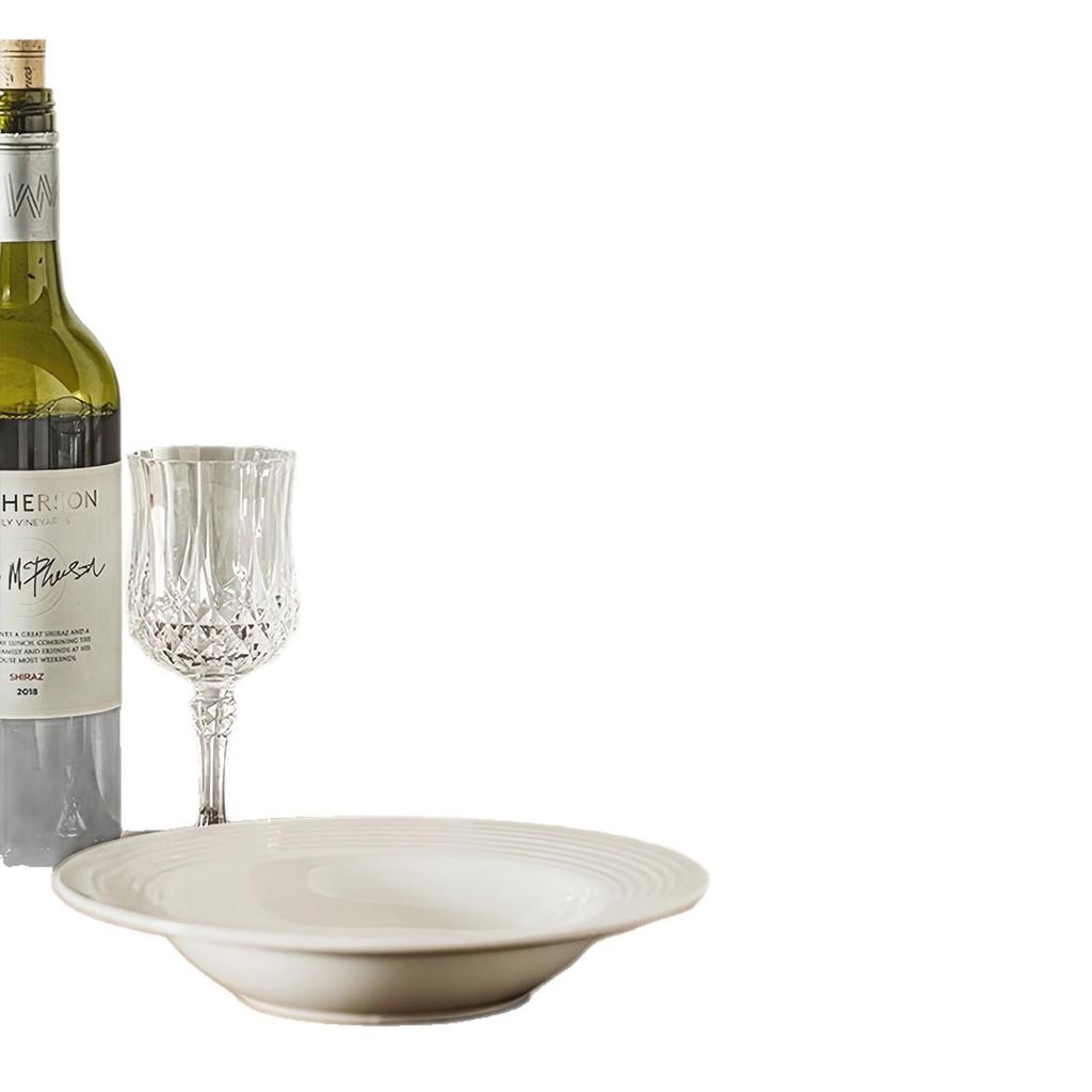 White Ceramic Straw Hat Pasta & Salad Plate – Elegant, High-End Tableware for Western Cuisine.