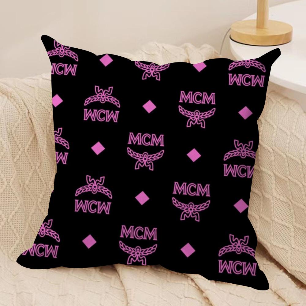 Texture M-C-M Fashion Cushion Cover Soft Plush Fabric Double-Sided Printed Sofa Cushion Cover for All Seasons Home Decor Gift