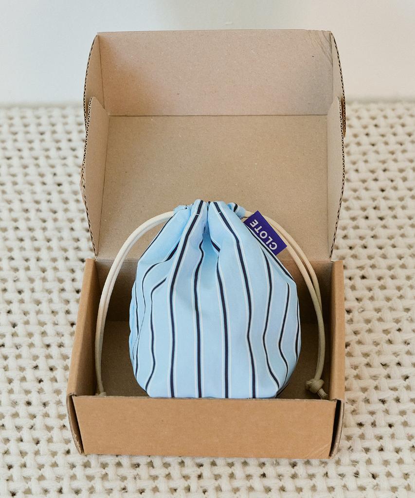 Clote String Pouch Mini - Striped Blue