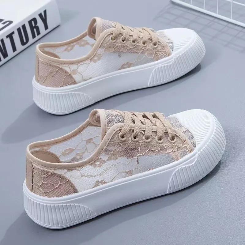 Summer Cleanly Little White Shoes Women New Lace Breathable Dress Fashion Casual Sports Board Shoes Sneakers Women Zapatos Mujer