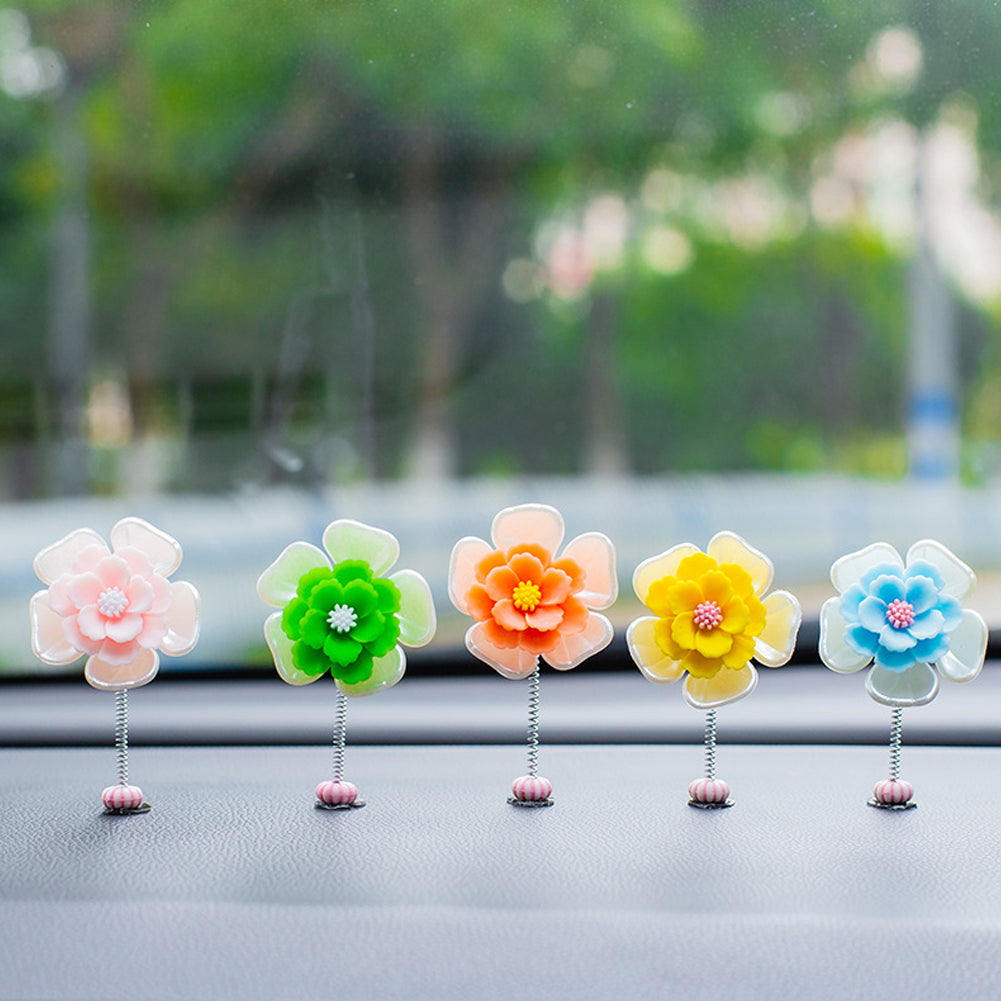 

5 шт. Украшение для салона автомобиля с качающейся головой, красивые ромашки, декор с качающейся головой, украшение на двустороннем скотче, аксессуары для интерьера