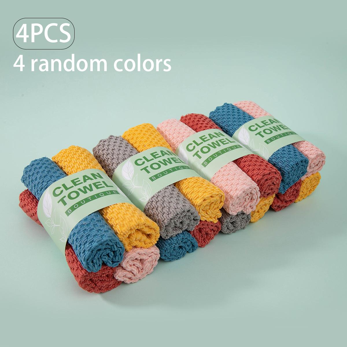 

4-Pack multi-color zoned wheat pattern cleaning cloths, highly absorbent, durable, multi-purpose wet and dry cleaning towels for kitchen and home use 4pcs жёлтый/синий