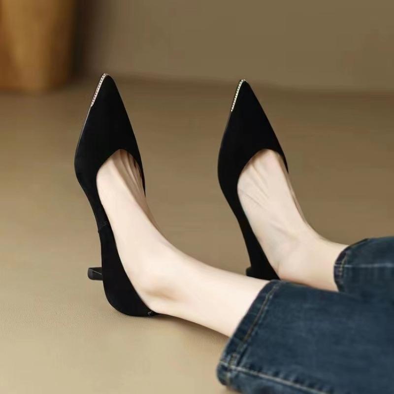 

2025 Мода Простые Удобные Банкетные Элегантные Одиночные Туфли Лето Новые Остроносые Тонкий Каблук С Неглубоким Вырезом Высокие Каблуки Женская Обувь 35 чёрный