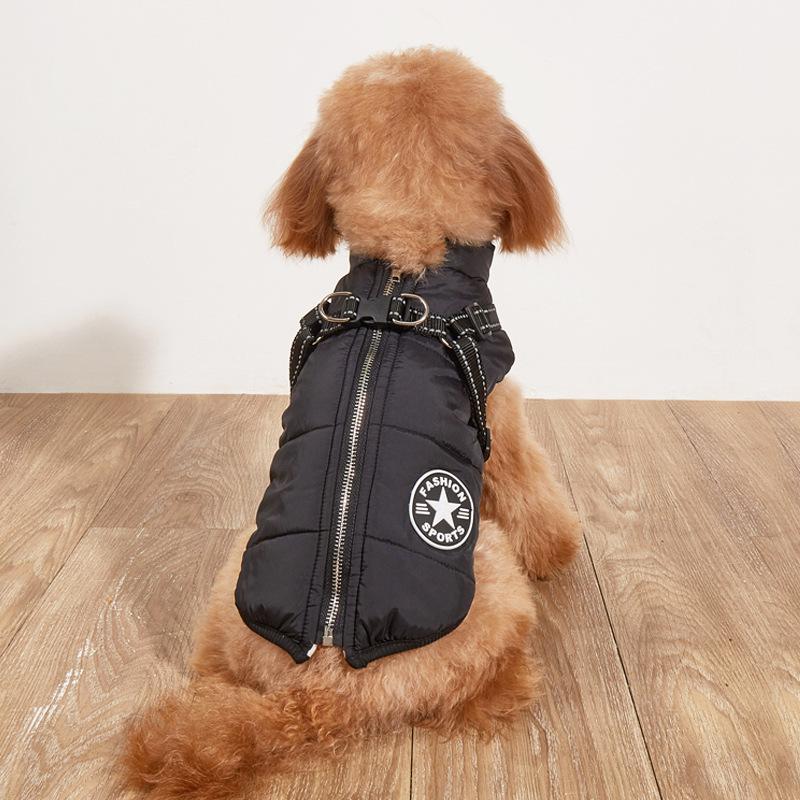 

Reflective Winter Pet Coat: Thick Velvet-Lined Dog Jacket for Autumn M чёрный