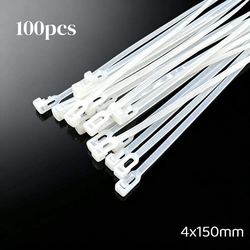100Pcs Multi-Purpose Reusable Cable Straps Durable Nylon Lock Loop Zip Ties for DIY Craft Cord Fastening
