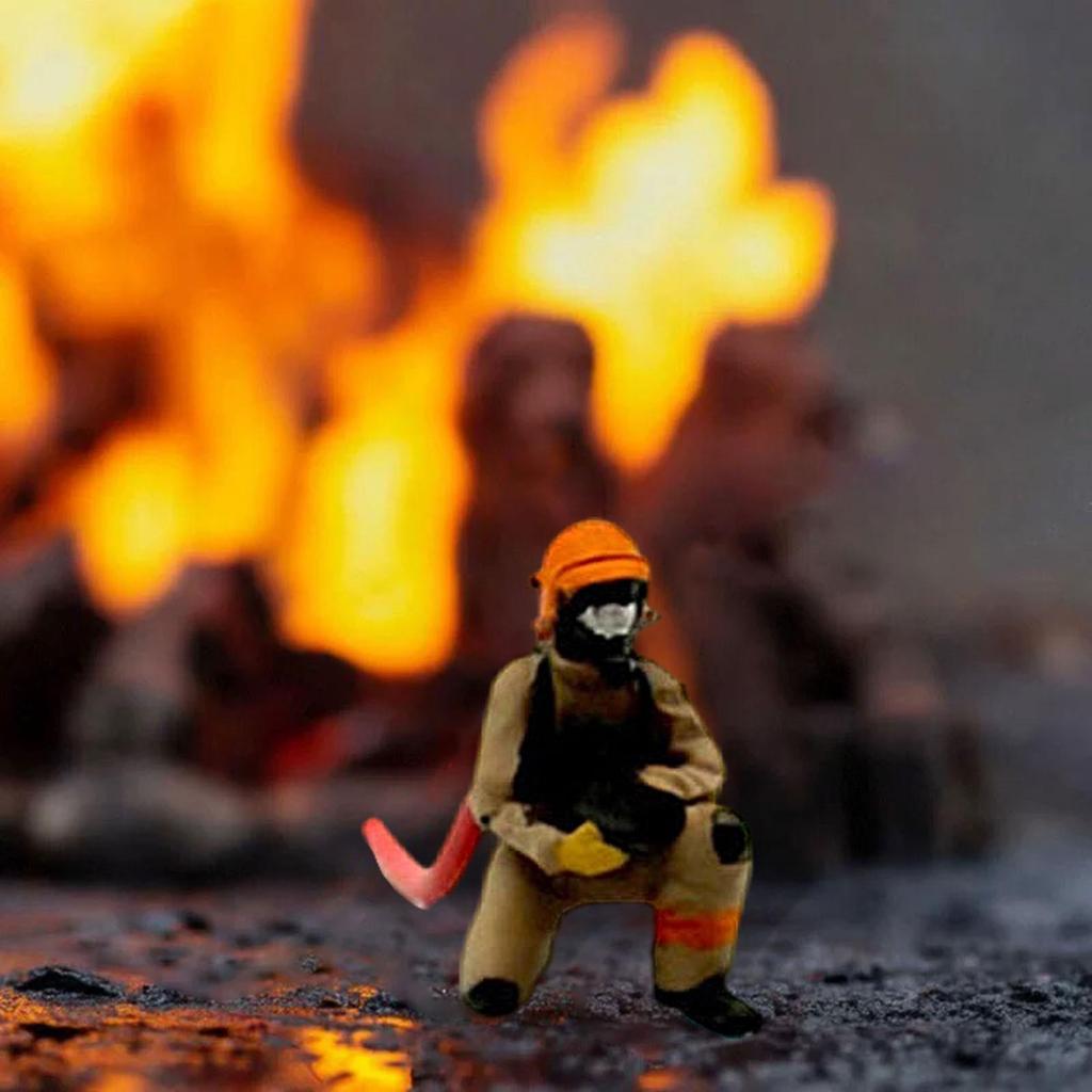 1/64 Firefighter Figures,Realistic,Mini Diorama Action Figures Tiny People Model for Scenery Landscape Diorama Decor Layout