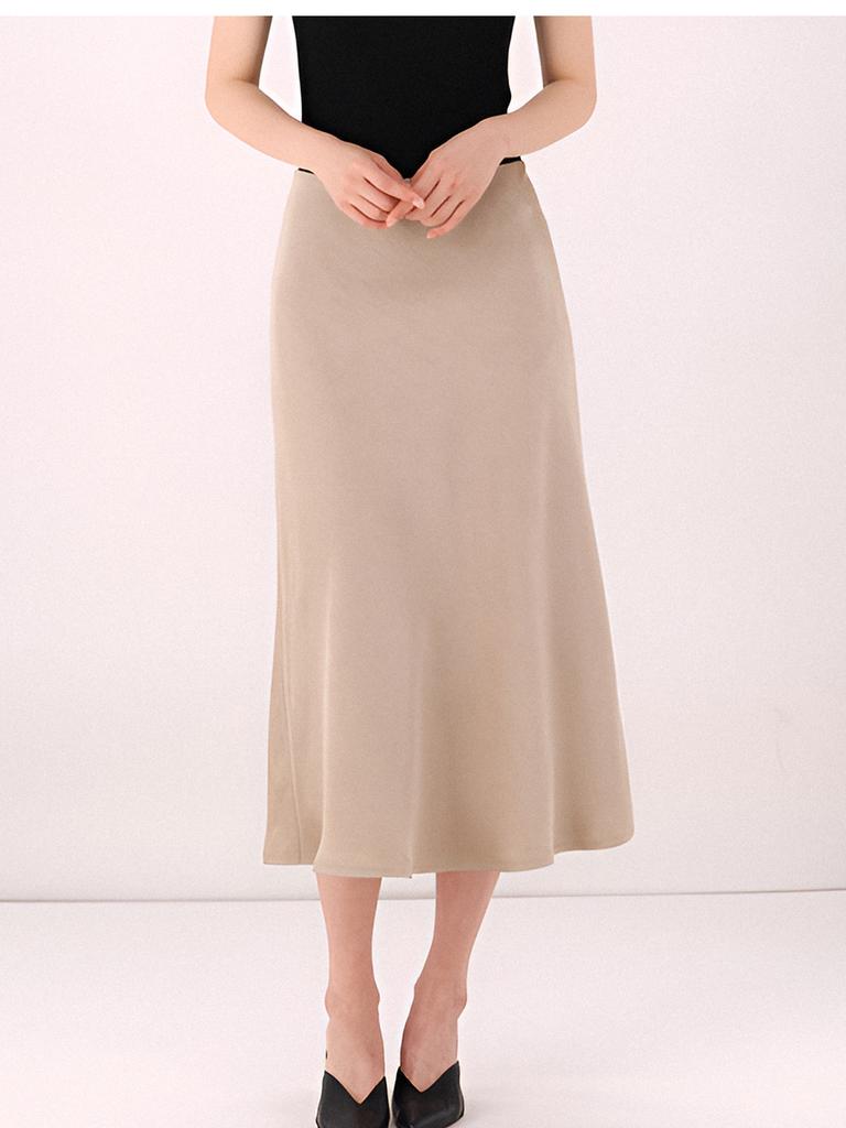 ACUD Satin A-Line Skirt _D.Beige
