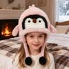 Lue til barn Pingvindesign Strikket vinterlue Fortykket Varm 2 i 1 Høst Vinter Strikkelue Konvertibel Tote Bag
