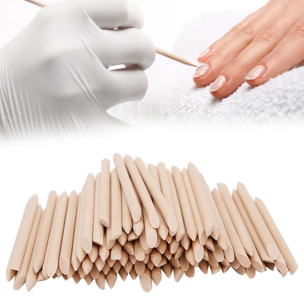 200pcs Double Heads Wooden Cuticle Pusher Wooden Stick Cuticle Remover Stick Manicure