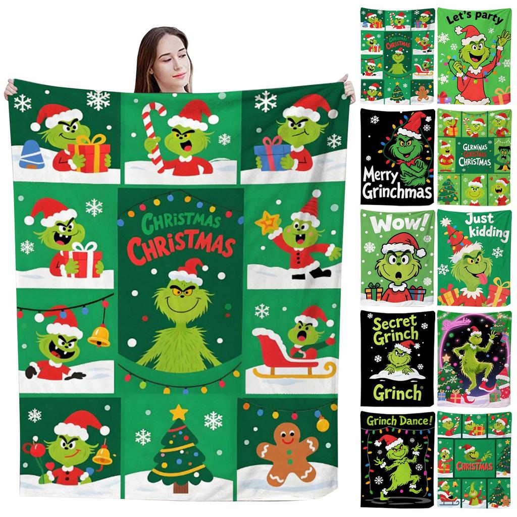 Flannel Blanket Digital Print For Midday Rest Blanket, Christmas Cartoon Air-conditioned Blanket.
