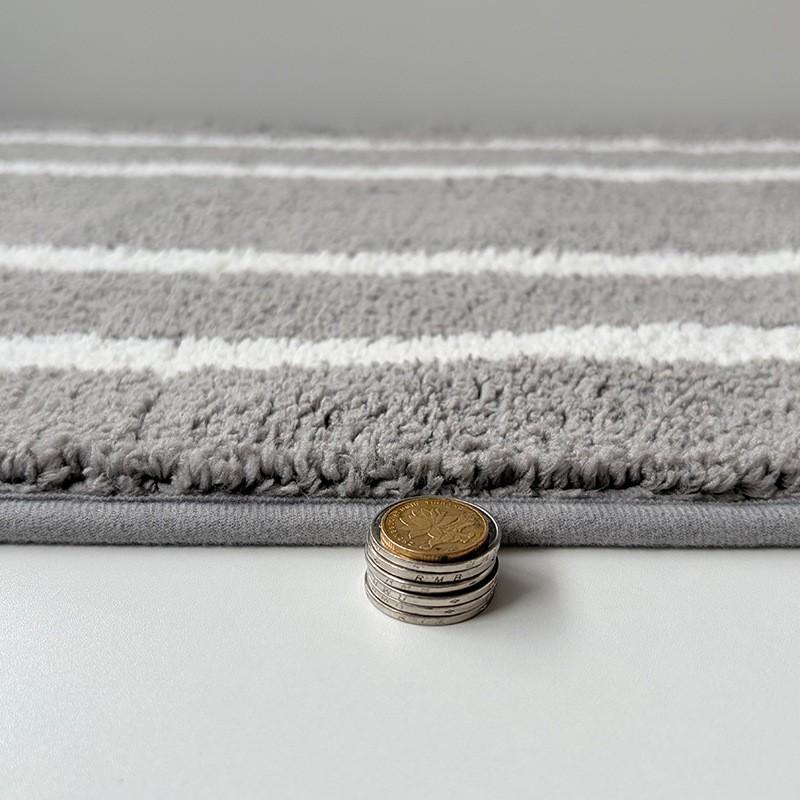 Square Dual-Tone Geometric Bath Mat Non-Slip Absorbent Floor Rug Bathroom Shower Entryway