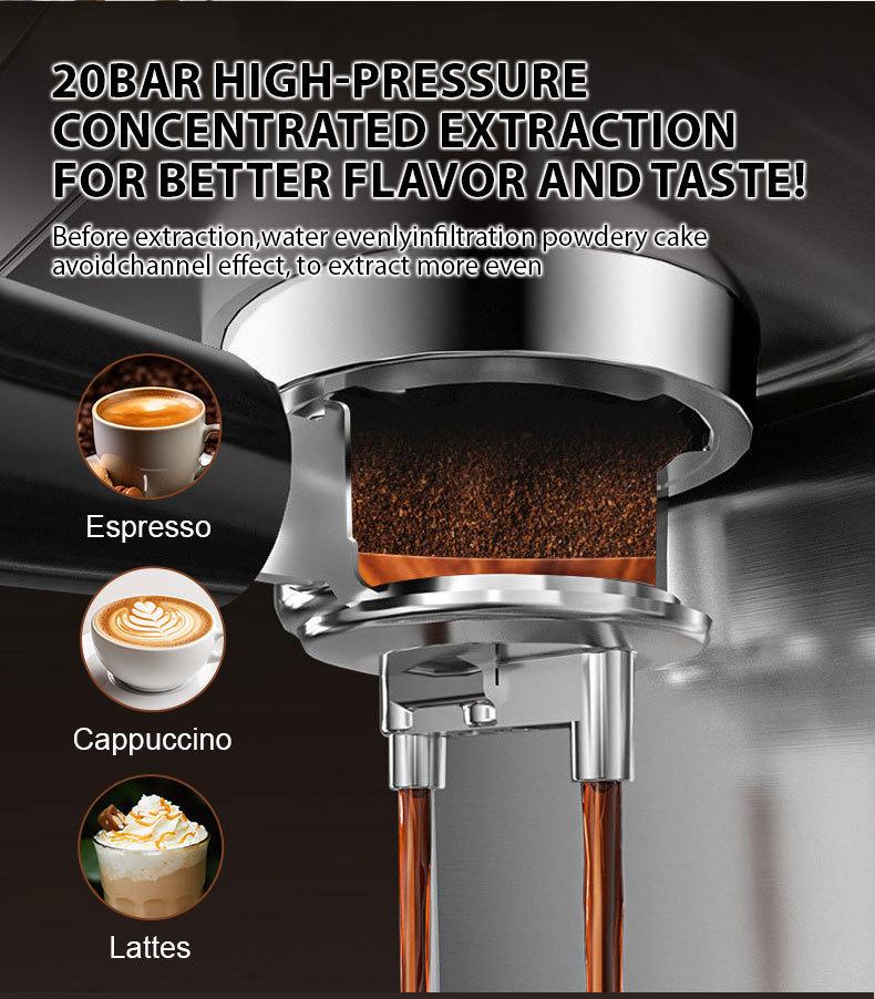 European Standard Semi-Automatic Espresso Machine with Touch Screen & Steam Milk Frother, 20pa.