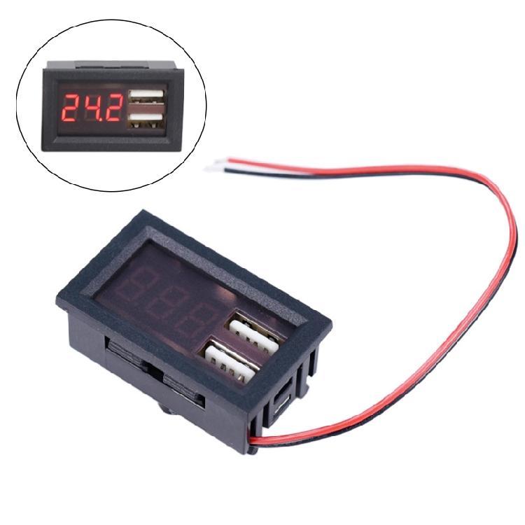 LED Digital Display Voltmeter Dual USB Output Voltage Meter Battery Tester Panel