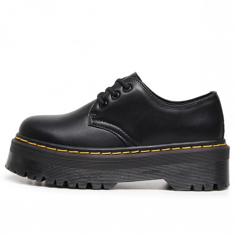 Martin bootgat kleine leren schoenen dames lage schacht, leer zacht leer ronde neus casual student muffin zool korte laarzen