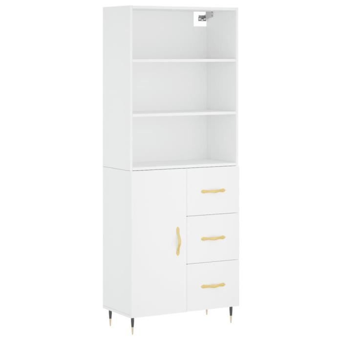 VidaXL Buffet haut Blanc 69,5x34x180 cm Bois d'ingénierie 3189421
