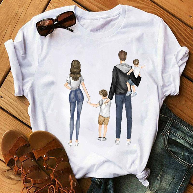 T-Shirts Women Family Mother Mom Dad Printing T-Shirt Casual 90S Fashion Trend Clothes Graphic Tshirt Tops Lady Female Cute Tees