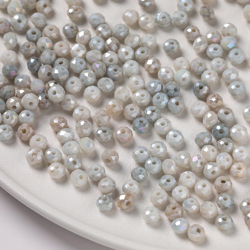 40pcs 6mm Glass Faceted Flat Round Beads Loose Spacer Beads for DIY Craft Necklace Bracelet Jewelry Making Accessories