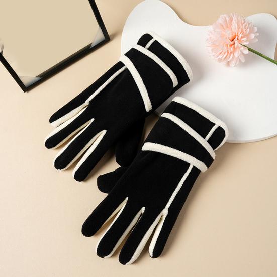 Fleece-Lined Riding Gloves Women Windproof Touch Screen Gloves Warm Autumn Winter Gloves with Adjustable Strap for Outdoor Hiking Daily Outings
