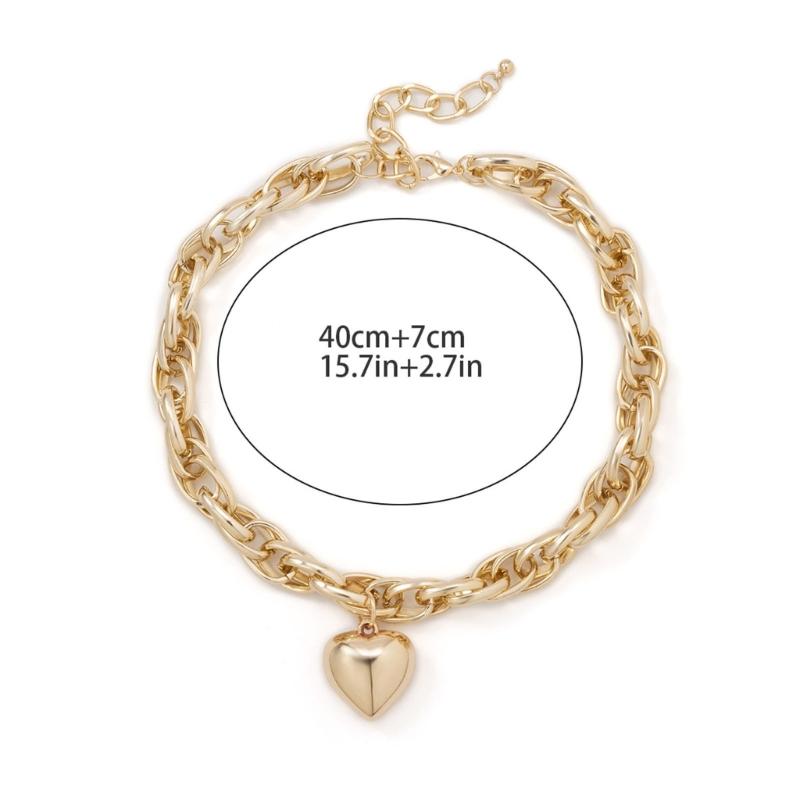High Quality Punk Big Heart Pendant Necklace Women Fashion Statement Chunky Heavy Chain Fashion Jewelry Punk Thick Chain