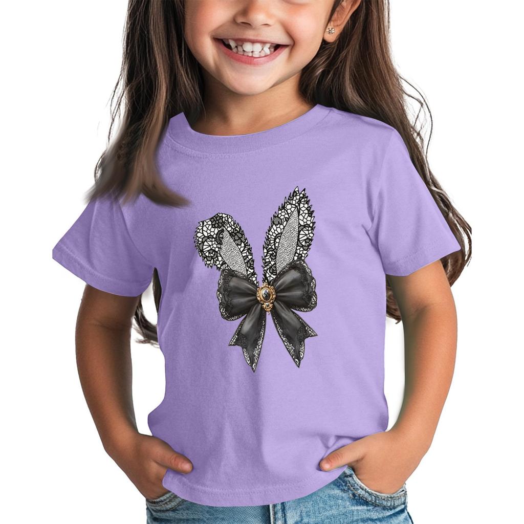 Children's Tops Boys Girls Easter Print Short-sleeved T-shirt Tops Bottoming Shirt