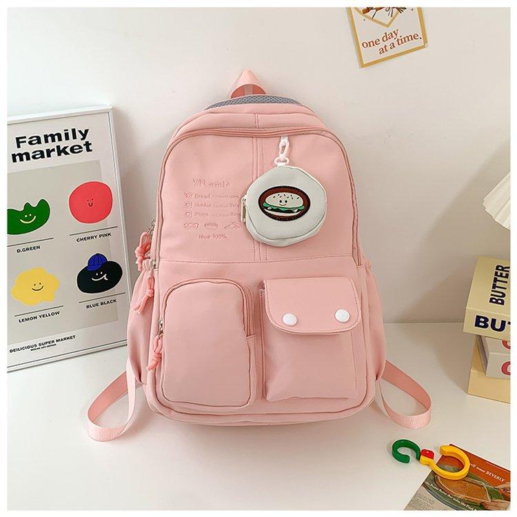 Schoolbag Korean version ins Japanese cute contrasting color versatile schoolbag junior high school high school student large capacity travel backpack